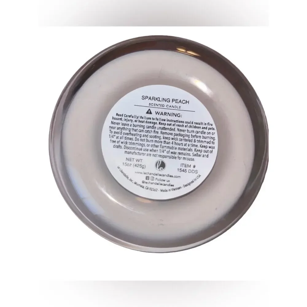 NEW! Le Chandelle Blush & Bloom Sparkling Peach Jar Candle 15oz